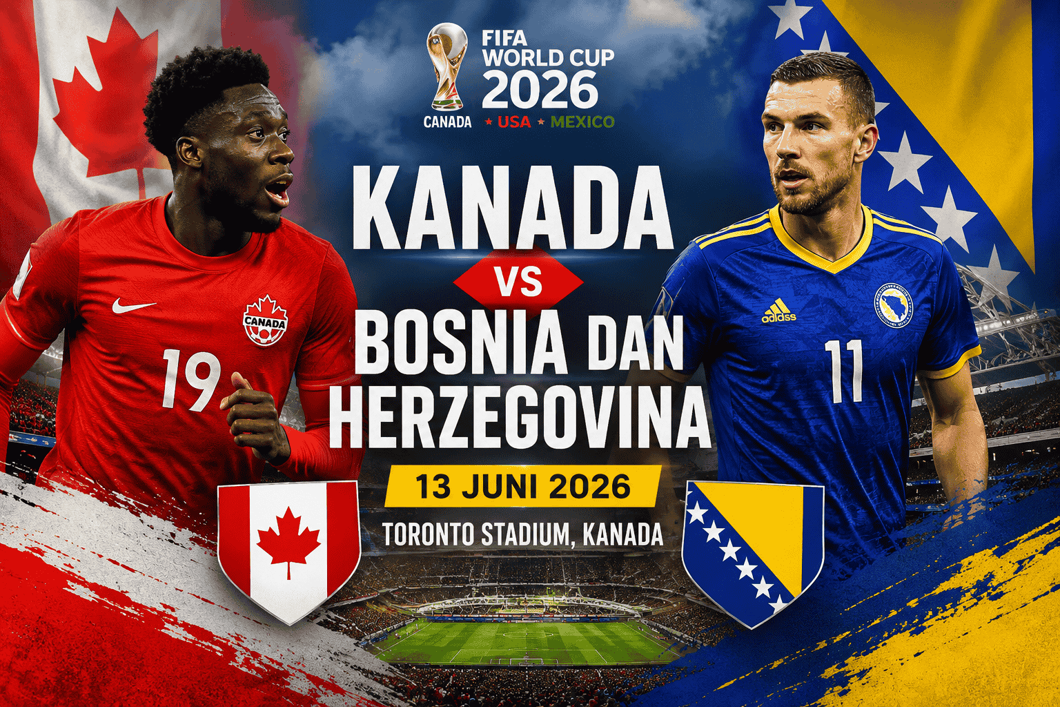 Kanada Bidik Awal Positif, Bosnia dan Herzegovina Jadi Tantangan Perdana di Piala Dunia 2026 1 Kanada vs Bosnia Piala Dunia 2026