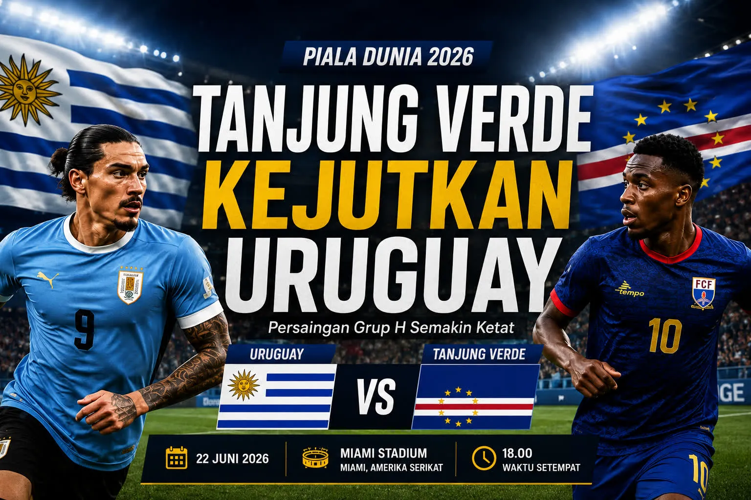 Tanjung Verde Beri Kejutan, Uruguay Dipaksa Bekerja Keras pada Laga Grup H Piala Dunia FIFA 2026