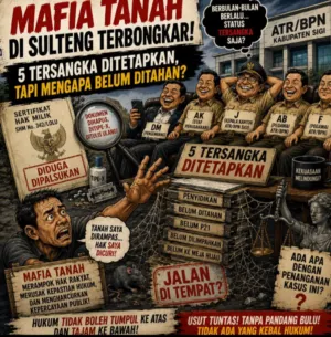 Lima Tersangka Mafia Tanah Sulteng, Publik Soroti Proses Hukum