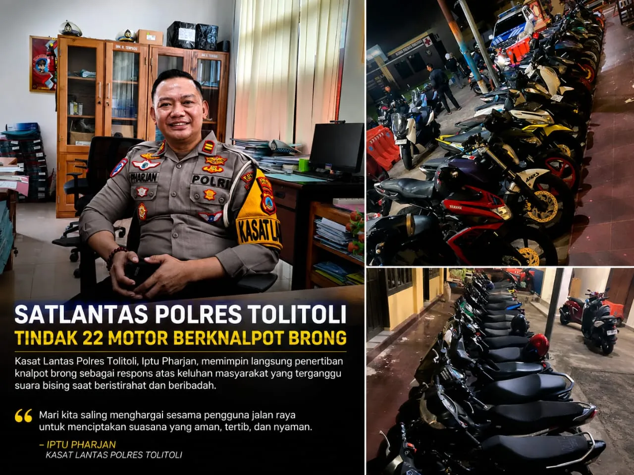 Brong Menggelegar, Warga Terganggu! Satlantas Tolitoli Bertindak, 22 Motor Dijaring