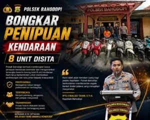 Polsek Bahodopi Bongkar Penipuan Kendaraan, 8 Unit Disita