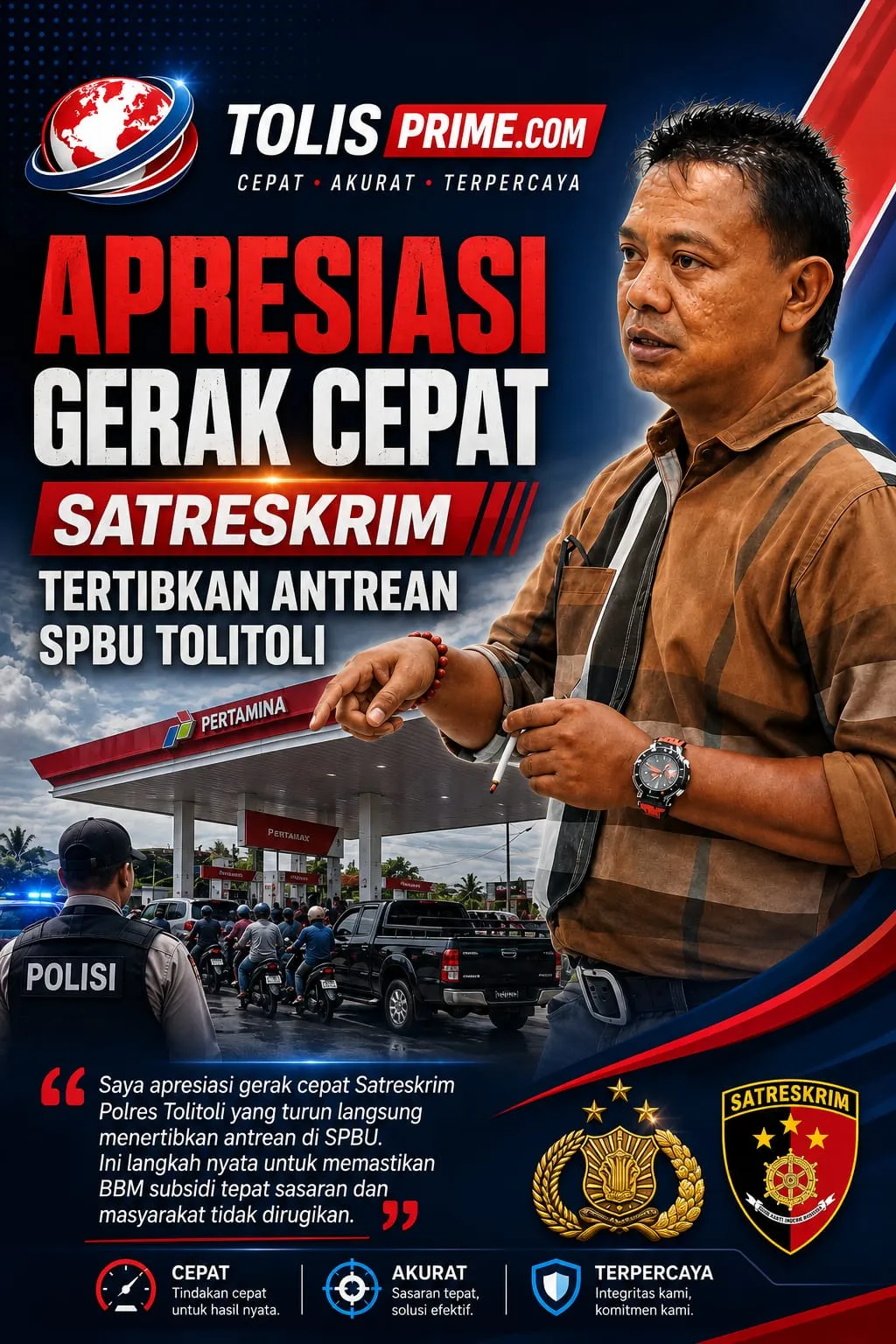 Sudarto Apresiasi Gerak Cepat Satreskrim Tertibkan Antrean SPBU Tolitoli 1 Sudarto Apresiasi Gerak Cepat Satreskrim Tertibkan Antrean SPBU Tolitoli